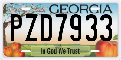 GA license plate PZD7933