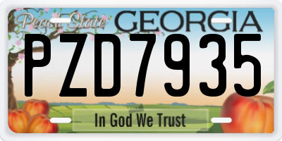 GA license plate PZD7935