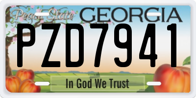 GA license plate PZD7941