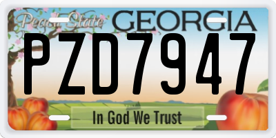 GA license plate PZD7947