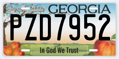 GA license plate PZD7952