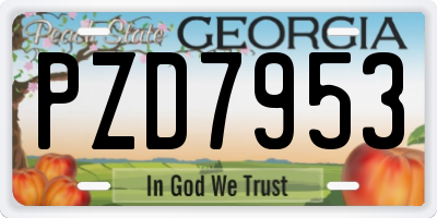GA license plate PZD7953