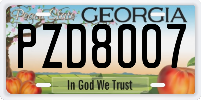 GA license plate PZD8007