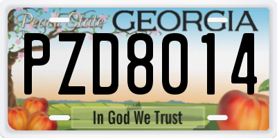 GA license plate PZD8014