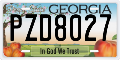 GA license plate PZD8027