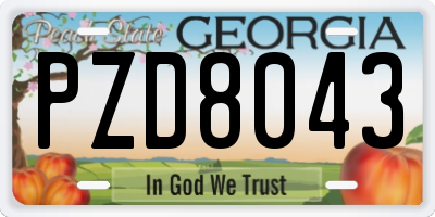 GA license plate PZD8043