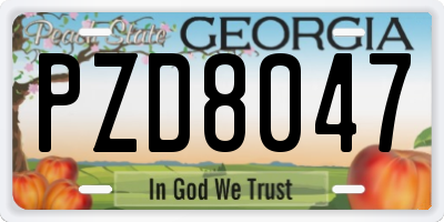 GA license plate PZD8047