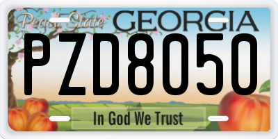 GA license plate PZD8050