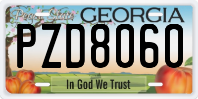 GA license plate PZD8060