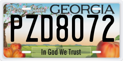 GA license plate PZD8072