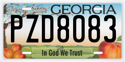 GA license plate PZD8083