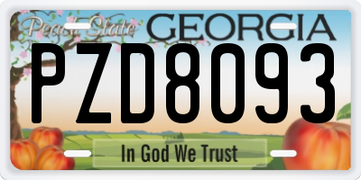 GA license plate PZD8093