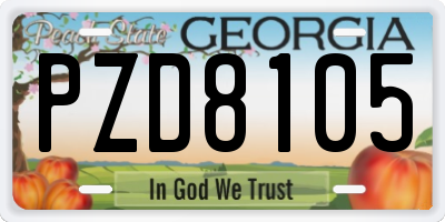 GA license plate PZD8105
