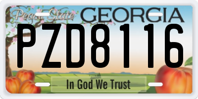 GA license plate PZD8116