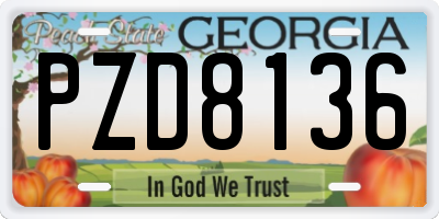 GA license plate PZD8136