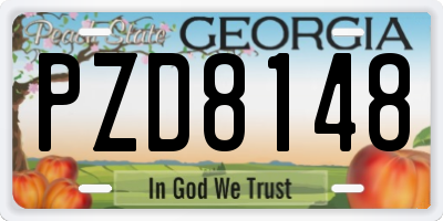GA license plate PZD8148