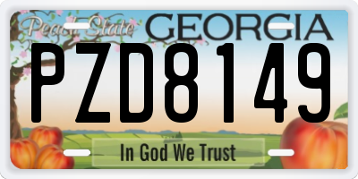 GA license plate PZD8149