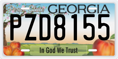GA license plate PZD8155