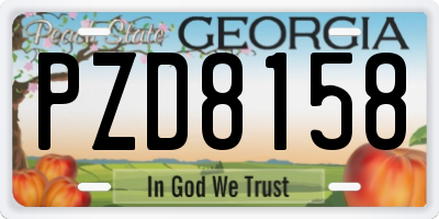 GA license plate PZD8158