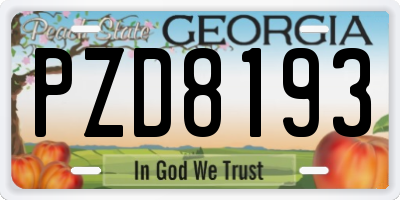 GA license plate PZD8193