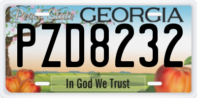 GA license plate PZD8232