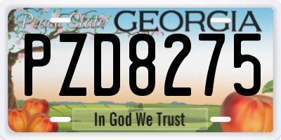 GA license plate PZD8275