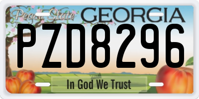 GA license plate PZD8296