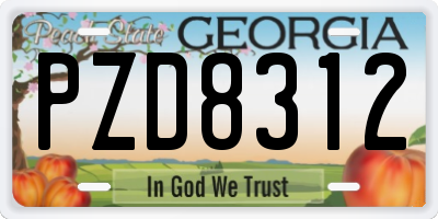 GA license plate PZD8312