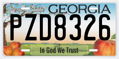GA license plate PZD8326