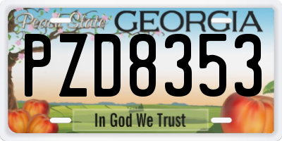 GA license plate PZD8353