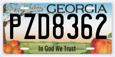 GA license plate PZD8362