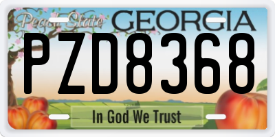 GA license plate PZD8368