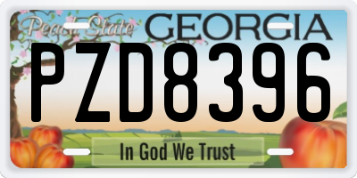 GA license plate PZD8396