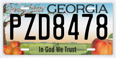 GA license plate PZD8478