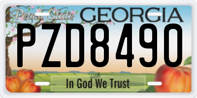 GA license plate PZD8490