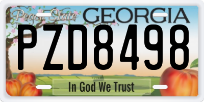 GA license plate PZD8498