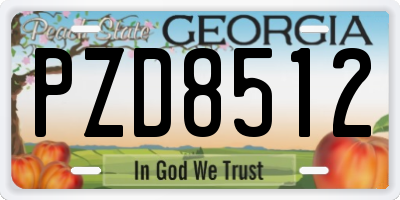 GA license plate PZD8512
