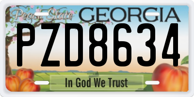 GA license plate PZD8634