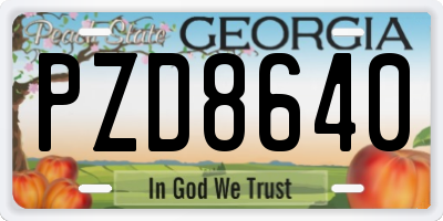 GA license plate PZD8640