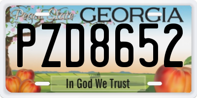 GA license plate PZD8652