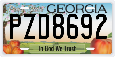 GA license plate PZD8692