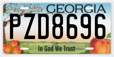GA license plate PZD8696