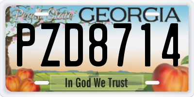 GA license plate PZD8714