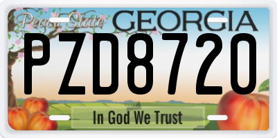 GA license plate PZD8720
