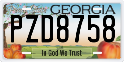 GA license plate PZD8758