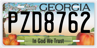 GA license plate PZD8762