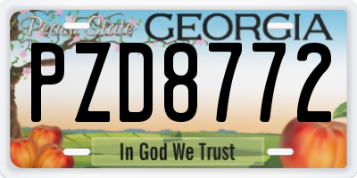 GA license plate PZD8772