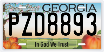 GA license plate PZD8893