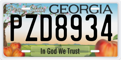 GA license plate PZD8934