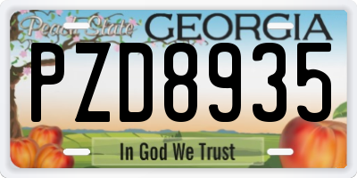 GA license plate PZD8935